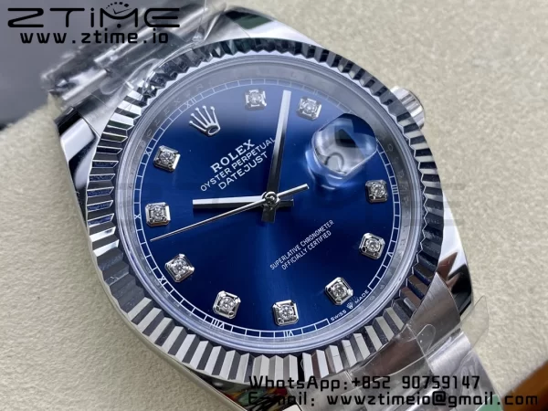 Rolex DateJust 41 126334 ARF 1:1 Best Edition 904L Steel Blue Diamonds Dial on SS Oyster Bracelet - Super Clone Watch | 1:1 Best Version