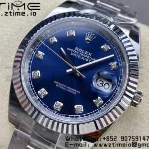 Rolex DateJust 41 126334 ARF 1:1 Best Edition 904L Steel Blue Diamonds Dial on SS Oyster Bracelet - Super Clone Watch | 1:1 Best Version