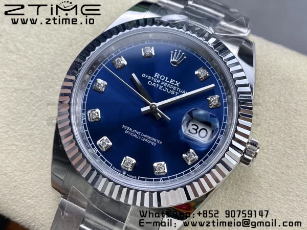 Rolex DateJust 41 126334 ARF 1:1 Best Edition 904L Steel Blue Diamonds Dial on SS Oyster Bracelet - Super Clone Watch | 1:1 Best Version