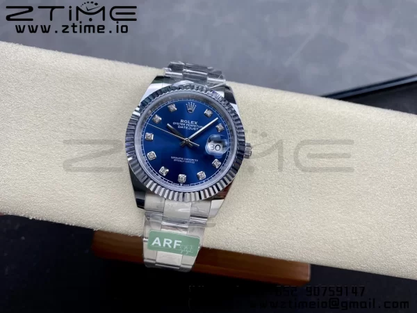 Rolex DateJust 41 126334 ARF 1:1 Best Edition 904L Steel Blue Diamonds Dial on SS Oyster Bracelet - Super Clone Watch | 1:1 Best Version