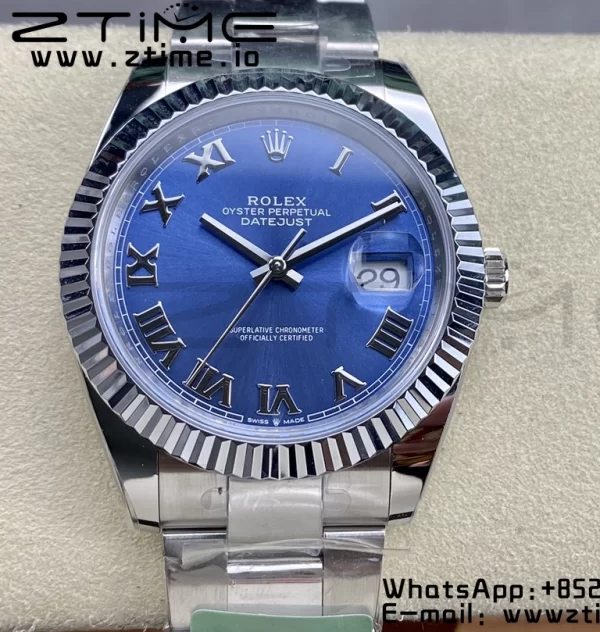 Rolex DateJust 41 126334 ARF 1:1 Best Edition 904L Steel Blue Roman Dial on SS Oyster Bracelet - Super Clone Watch | 1:1 Best Version