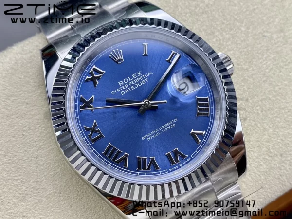 Rolex DateJust 41 126334 ARF 1:1 Best Edition 904L Steel Blue Roman Dial on SS Oyster Bracelet - Super Clone Watch | 1:1 Best Version