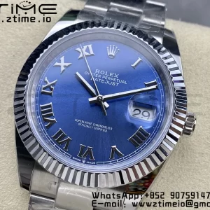 Rolex DateJust 41 126334 ARF 1:1 Best Edition 904L Steel Blue Roman Dial on SS Oyster Bracelet - Super Clone Watch | 1:1 Best Version