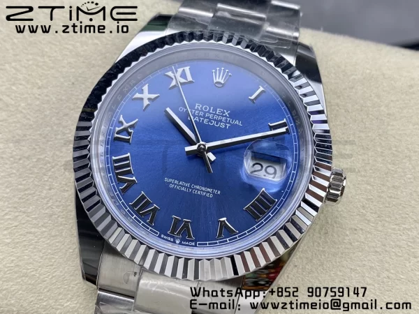 Rolex DateJust 41 126334 ARF 1:1 Best Edition 904L Steel Blue Roman Dial on SS Oyster Bracelet - Super Clone Watch | 1:1 Best Version