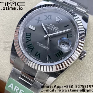 Rolex DateJust 41 126334  ARF 1:1 Best Edition 904L Steel Green Roman Dial on SS Oyster Bracelet - Super Clone Watch | 1:1 Best Version