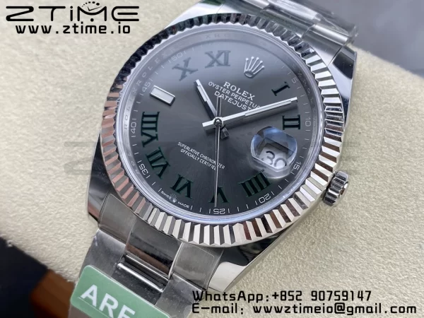 Rolex DateJust 41 126334  ARF 1:1 Best Edition 904L Steel Green Roman Dial on SS Oyster Bracelet - Super Clone Watch | 1:1 Best Version