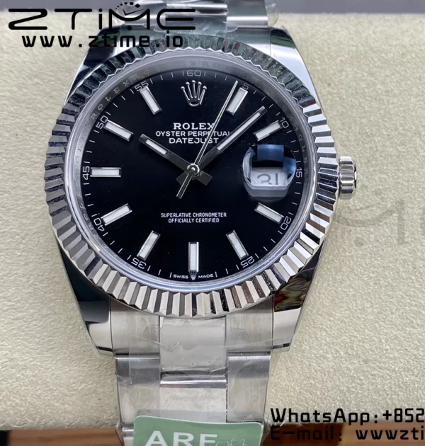 Rolex DateJust 41 126334 ARF 1:1 Best Edition 904L Steel Black Dial on SS Oyster Bracelet - Super Clone Watch | 1:1 Best Version