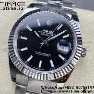 Rolex DateJust 41 126334 ARF 1:1 Best Edition 904L Steel Black Dial on SS Oyster Bracelet - Super Clone Watch | 1:1 Best Version