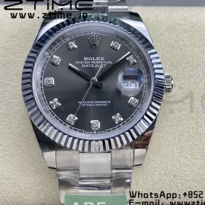 Rolex DateJust 41 126334 ARF 1:1 Best Edition 904L Steel Gray Diamonds Dial on SS Oyster Bracelet - Super Clone Watch | 1:1 Best Version