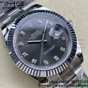 Rolex DateJust 41 126334 ARF 1:1 Best Edition 904L Steel Gray Diamonds Dial on SS Oyster Bracelet - Super Clone Watch | 1:1 Best Version