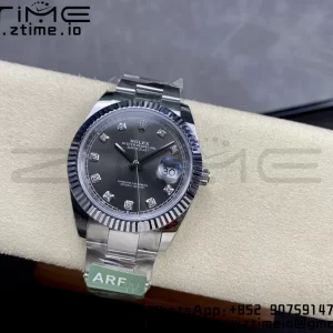 Rolex DateJust 41 126334 ARF 1:1 Best Edition 904L Steel Gray Diamonds Dial on SS Oyster Bracelet - Super Clone Watch | 1:1 Best Version