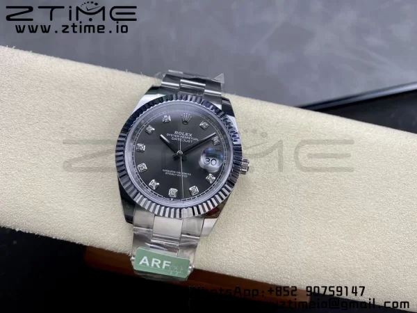 Rolex DateJust 41 126334 ARF 1:1 Best Edition 904L Steel Gray Diamonds Dial on SS Oyster Bracelet - Super Clone Watch | 1:1 Best Version