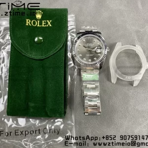 Rolex DateJust 41 126334 ARF 1:1 Best Edition 904L Steel Gray Diamonds Dial on SS Oyster Bracelet - Super Clone Watch | 1:1 Best Version