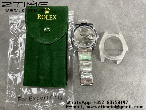 Rolex DateJust 41 126334 ARF 1:1 Best Edition 904L Steel Gray Diamonds Dial on SS Oyster Bracelet - Super Clone Watch | 1:1 Best Version