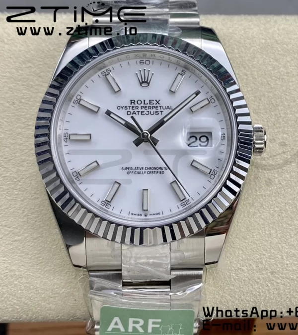 Rolex DateJust 41 126334 ARF 1:1 Best Edition 904L Steel White Dial on SS Oyster Bracelet - Super Clone Watch | 1:1 Best Version