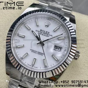 Rolex DateJust 41 126334 ARF 1:1 Best Edition 904L Steel White Dial on SS Oyster Bracelet - Super Clone Watch | 1:1 Best Version