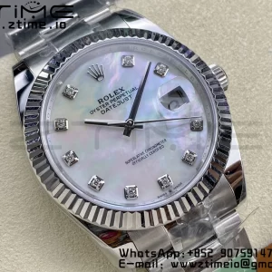 Rolex DateJust 41 126334 ARF 1:1 Best Edition 904L Steel White MOP Diamonds Dial on SS Oyster Bracelet - Super Clone Watch | 1:1 Best Version