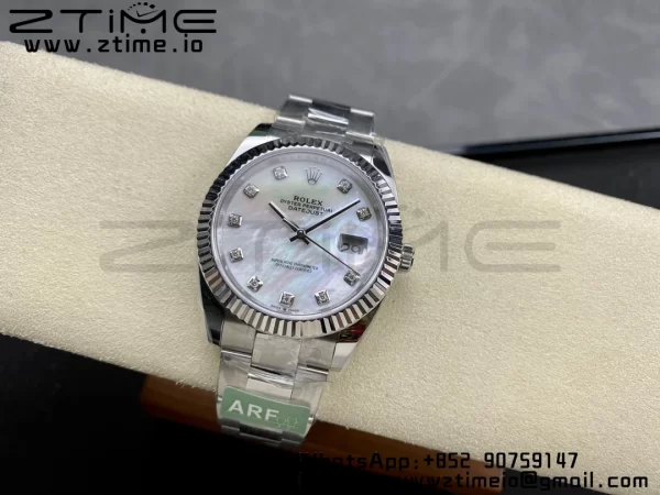 Rolex DateJust 41 126334 ARF 1:1 Best Edition 904L Steel White MOP Diamonds Dial on SS Oyster Bracelet - Super Clone Watch | 1:1 Best Version
