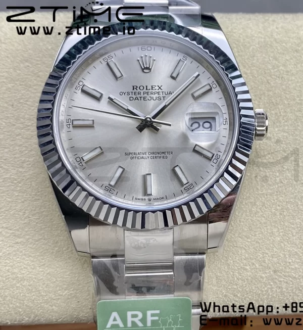 Rolex DateJust 41 126334 ARF 1:1 Best Edition 904L Steel Silvery Dial on SS Oyster Bracelet - Super Clone Watch | 1:1 Best Version