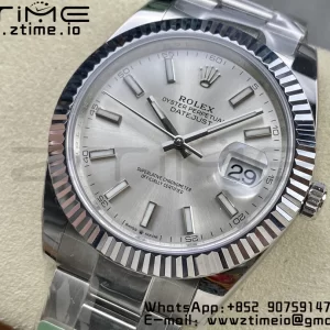 Rolex DateJust 41 126334 ARF 1:1 Best Edition 904L Steel Silvery Dial on SS Oyster Bracelet - Super Clone Watch | 1:1 Best Version