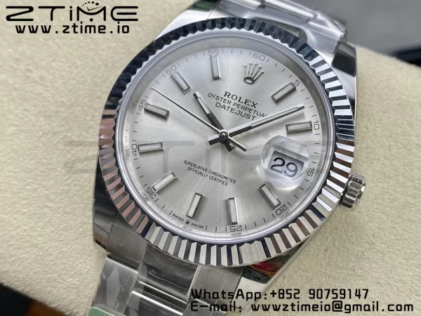 Rolex DateJust 41 126334 ARF 1:1 Best Edition 904L Steel Silvery Dial on SS Oyster Bracelet - Super Clone Watch | 1:1 Best Version