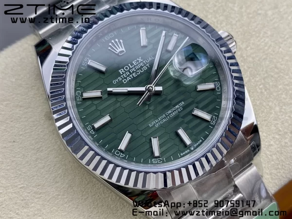 Rolex DateJust 41 126334 ARF 1:1 Best Edition 904L Steel Green Textured Dial on SS Oyster Bracelet - Super Clone Watch | 1:1 Best Version