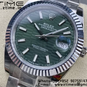 Rolex DateJust 41 126334 ARF 1:1 Best Edition 904L Steel Green Textured Dial on SS Oyster Bracelet - Super Clone Watch | 1:1 Best Version