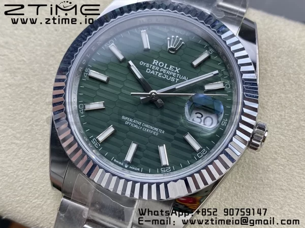 Rolex DateJust 41 126334 ARF 1:1 Best Edition 904L Steel Green Textured Dial on SS Oyster Bracelet - Super Clone Watch | 1:1 Best Version