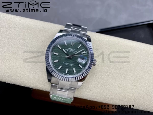 Rolex DateJust 41 126334 ARF 1:1 Best Edition 904L Steel Green Textured Dial on SS Oyster Bracelet - Super Clone Watch | 1:1 Best Version