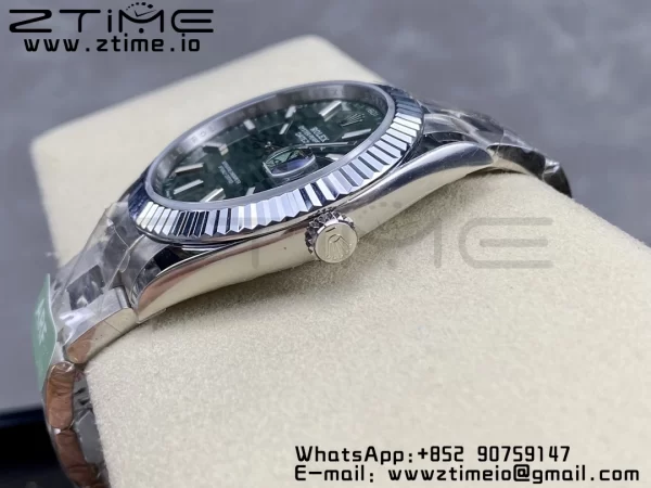 Rolex DateJust 41 126334 ARF 1:1 Best Edition 904L Steel Green Textured Dial on SS Oyster Bracelet - Super Clone Watch | 1:1 Best Version