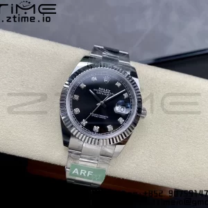 Rolex DateJust 41 126334 ARF 1:1 Best Edition 904L Steel Black Diamonds Dial on SS Oyster Bracelet - Super Clone Watch | 1:1 Best Version