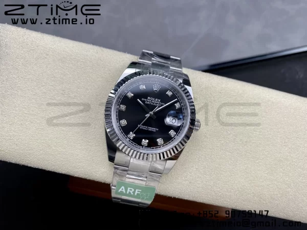 Rolex DateJust 41 126334 ARF 1:1 Best Edition 904L Steel Black Diamonds Dial on SS Oyster Bracelet - Super Clone Watch | 1:1 Best Version