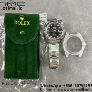 Rolex DateJust 41 126334 ARF 1:1 Best Edition 904L Steel Black Diamonds Dial on SS Oyster Bracelet - Super Clone Watch | 1:1 Best Version