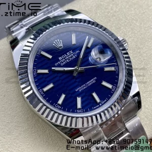 Rolex DateJust 41 126334 ARF 1:1 Best Edition 904L Steel Blue Textured Dial on SS Oyster Bracelet - Super Clone Watch | 1:1 Best Version