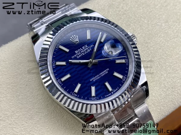 Rolex DateJust 41 126334 ARF 1:1 Best Edition 904L Steel Blue Textured Dial on SS Oyster Bracelet - Super Clone Watch | 1:1 Best Version