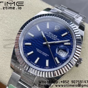 Rolex DateJust 41 126334 ARF 1:1 Best Edition 904L Steel Blue Textured Dial on SS Oyster Bracelet - Super Clone Watch | 1:1 Best Version