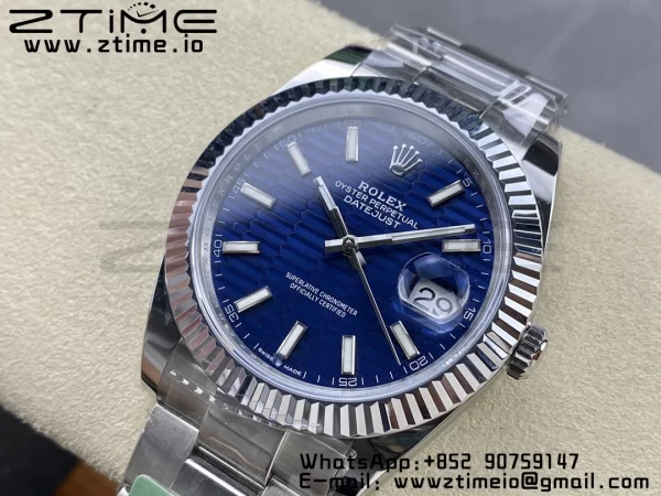 Rolex DateJust 41 126334 ARF 1:1 Best Edition 904L Steel Blue Textured Dial on SS Oyster Bracelet - Super Clone Watch | 1:1 Best Version