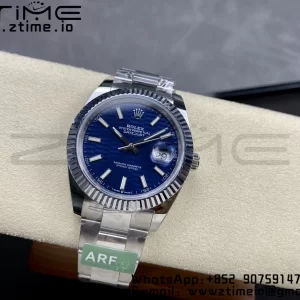 Rolex DateJust 41 126334 ARF 1:1 Best Edition 904L Steel Blue Textured Dial on SS Oyster Bracelet - Super Clone Watch | 1:1 Best Version