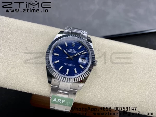 Rolex DateJust 41 126334 ARF 1:1 Best Edition 904L Steel Blue Textured Dial on SS Oyster Bracelet - Super Clone Watch | 1:1 Best Version