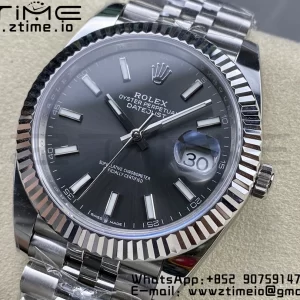 Rolex DateJust 41 126334 ARF 1:1 Best Edition 904L Quadrante Grigio Acciaio su Bracciale SS Jubilee VR3235 - Orologio Super Clone | 1:1 Best Version