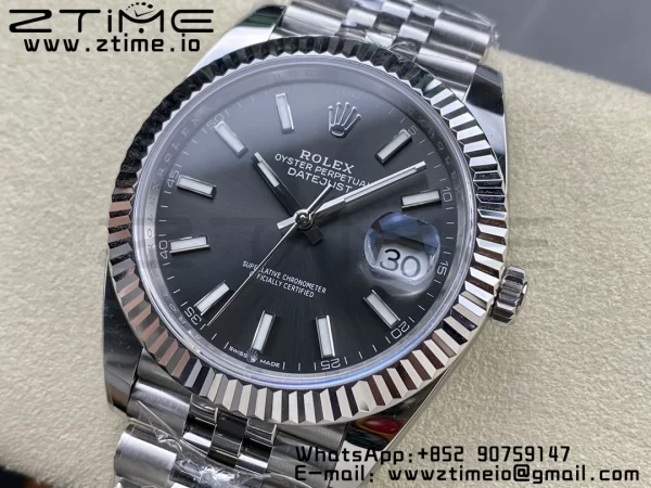 Rolex DateJust 41 126334 ARF 1:1 Best Edition 904L Quadrante Grigio Acciaio su Bracciale SS Jubilee VR3235 - Orologio Super Clone | 1:1 Best Version