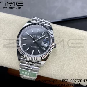 Rolex DateJust 41 126334 ARF 1:1 Best Edition 904L Quadrante Grigio Acciaio su Bracciale SS Jubilee VR3235 - Orologio Super Clone | 1:1 Best Version