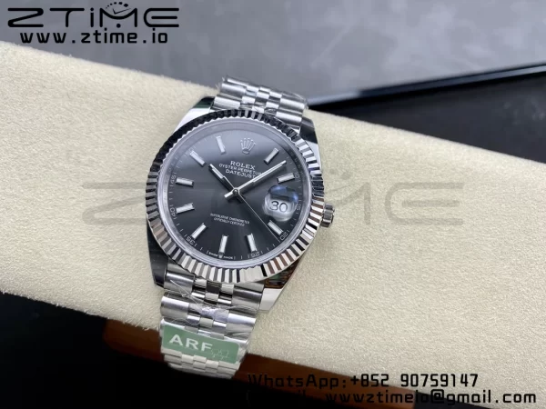 Rolex DateJust 41 126334 ARF 1:1 Best Edition 904L Quadrante Grigio Acciaio su Bracciale SS Jubilee VR3235 - Orologio Super Clone | 1:1 Best Version