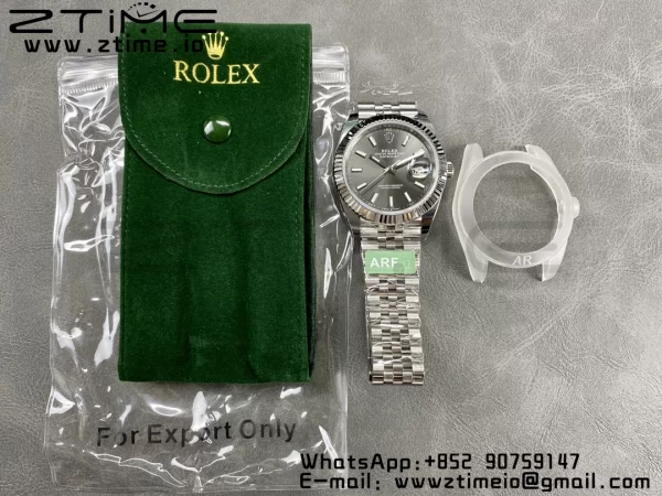 Rolex DateJust 41 126334 ARF 1:1 Best Edition 904L Quadrante Grigio Acciaio su Bracciale SS Jubilee VR3235 - Orologio Super Clone | 1:1 Best Version