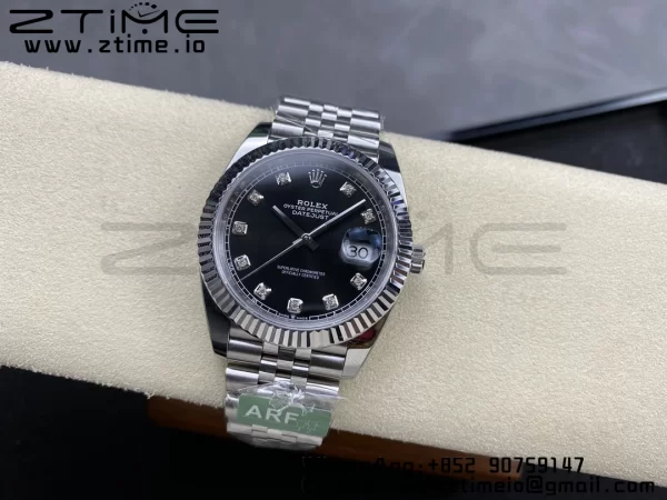 Rolex DateJust 41 126334 ARF 1:1 Best Edition 904L Steel Black Diamonds Dial on SS Jubilee Bracelet VR3235 - Super Clone Watch | 1:1 Best Version