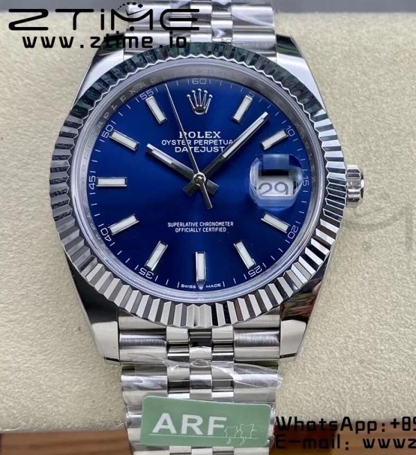 Rolex DateJust 41 126334 ARF 1:1 Best Edition 904L Steel Blue Dial on SS Jubilee Bracelet VR3235 - Super Clone Watch | 1:1 Best Version