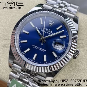 Rolex DateJust 41 126334 ARF 1:1 Best Edition 904L Steel Blue Dial on SS Jubilee Bracelet VR3235 - Super Clone Watch | 1:1 Best Version