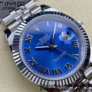 Rolex DateJust 41 126334 ARF 1:1 Best Edition 904L Steel Blue Roman Dial on SS Jubilee Bracelet VR3235 - Super Clone Watch | 1:1 Best Version