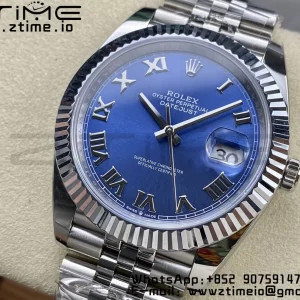 Rolex DateJust 41 126334 ARF 1:1 Best Edition 904L Steel Blue Roman Dial on SS Jubilee Bracelet VR3235 - Super Clone Watch | 1:1 Best Version