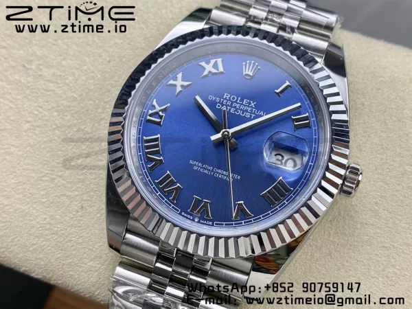 Rolex DateJust 41 126334 ARF 1:1 Best Edition 904L Steel Blue Roman Dial on SS Jubilee Bracelet VR3235 - Super Clone Watch | 1:1 Best Version